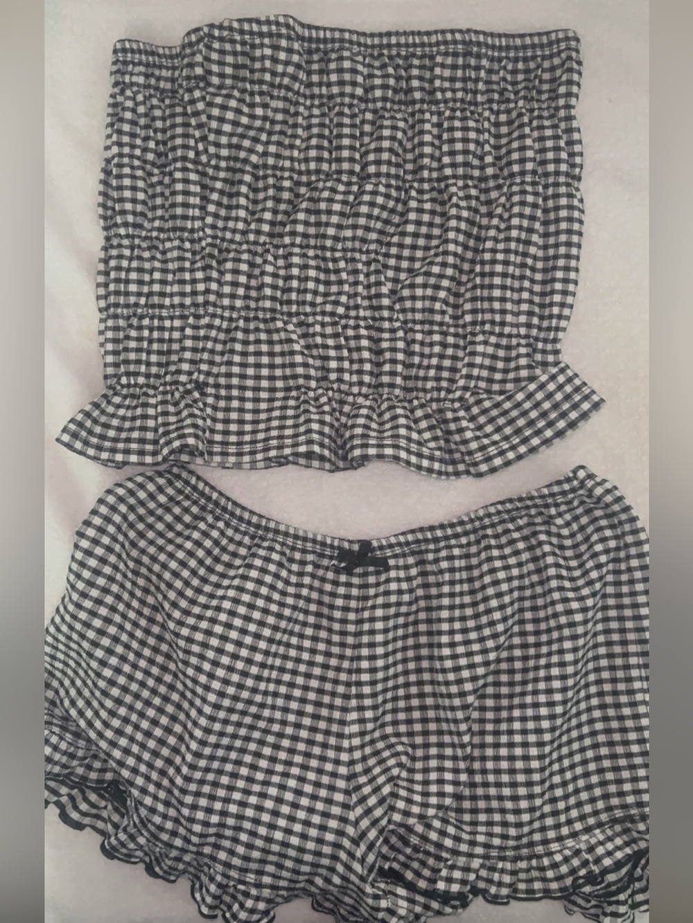 Gingham Black & White Women’s Shorts - Classic Check Lounge Shorts